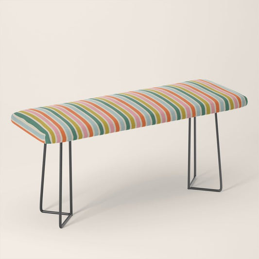 Colorful vintage stripe line art pattern Bench Gallery Image 1