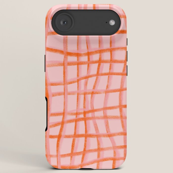 Modern abstract red and pink grids iPhone Case Gallery Image 6