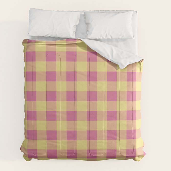 Gingham Large Pink Orange Yellow Comforter Gallery Image 7