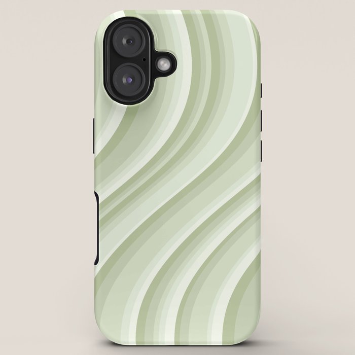 Wavy Stripes XXI - Pastel Natural Green iPhone Case Gallery Image 5
