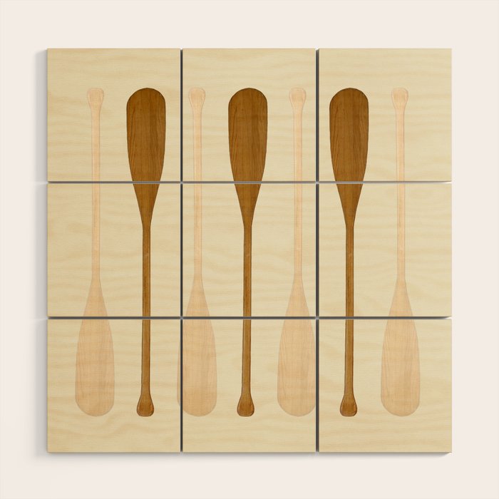 Canoe Paddle Stripes Neutral Wood Wall Art Gallery Image 2
