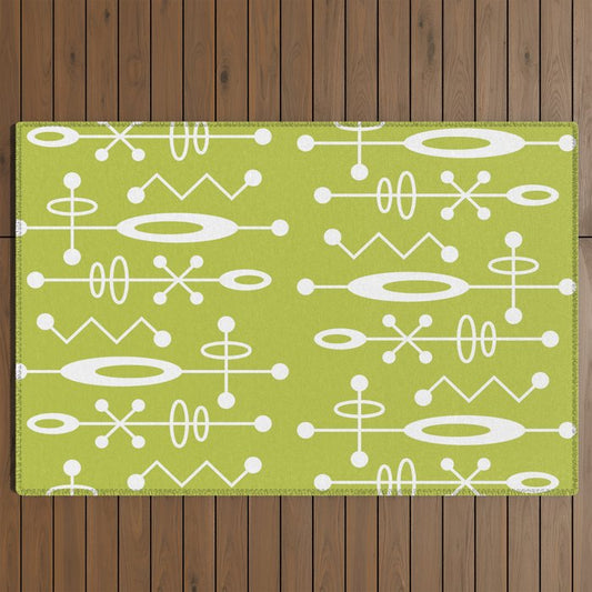 Mid Century Modern Radioactive Surfer 251 Chartreuse Outdoor Rug Gallery Image 2