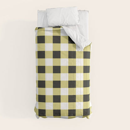 Gingham Large Yellow Black White Comforter Gallery Image 9