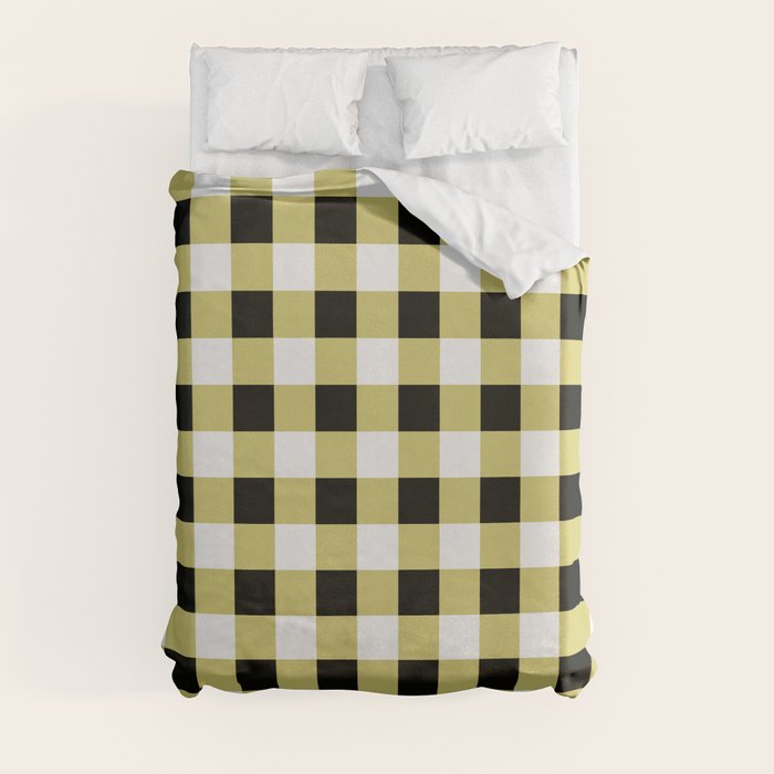 Gingham Large Yellow Black White Duvet Cover Gallery Image 3