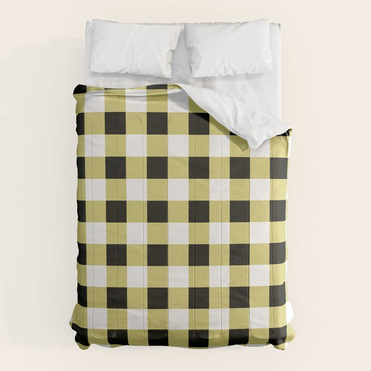 Gingham Large Yellow Black White Comforter Gallery Image 1