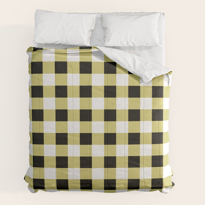 Gingham Large Yellow Black White Comforter Gallery Image 2