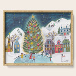 Skating retro winter snow landscape Serving Tray Gallery Image 1