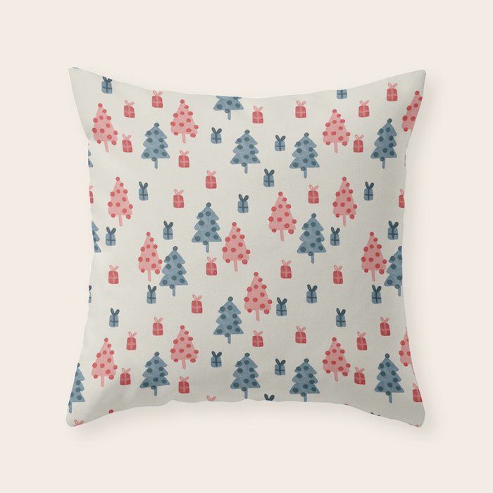 Christmas Trees & Gifts Throw Pillow Gallery Image 1