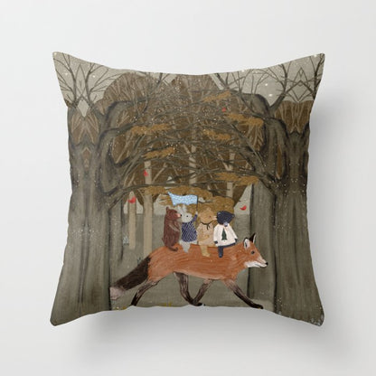 the amber fox Throw Pillow Gallery Image 6