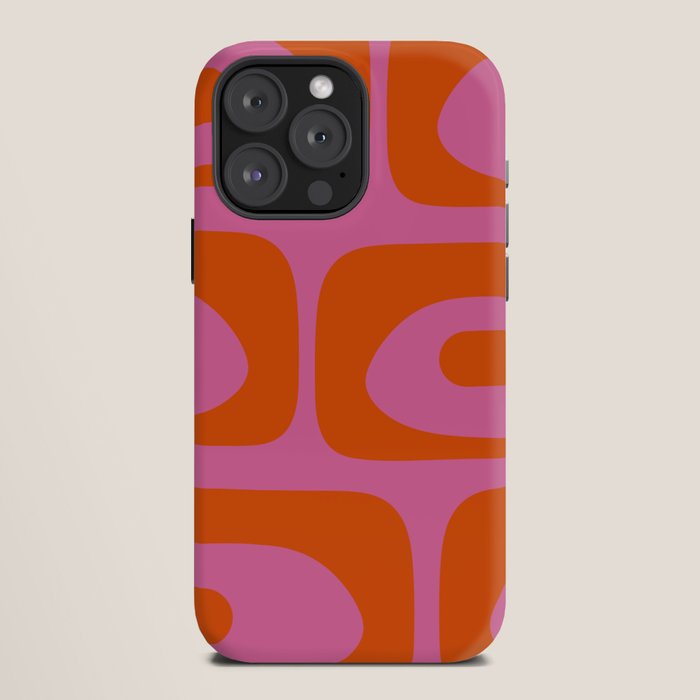 Mid-Century Modern Piquet Minimalist Abstract in Hot Pink and Retro Red Orange iPhone Case Gallery Image 12