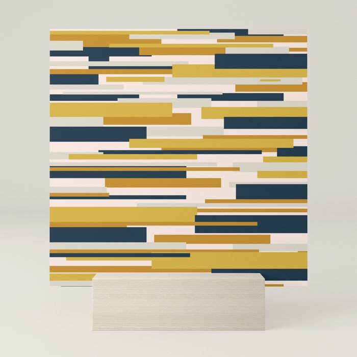 Wright Mid-Century Modern Abstract in Mustard Yellow, Navy Blue, Pale Blush Mini Art Print Gallery Image 5