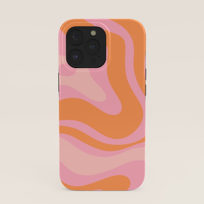 Modern Liquid Swirl Abstract Pattern Square in Retro Pink and Orange iPhone Case Gallery Image 39