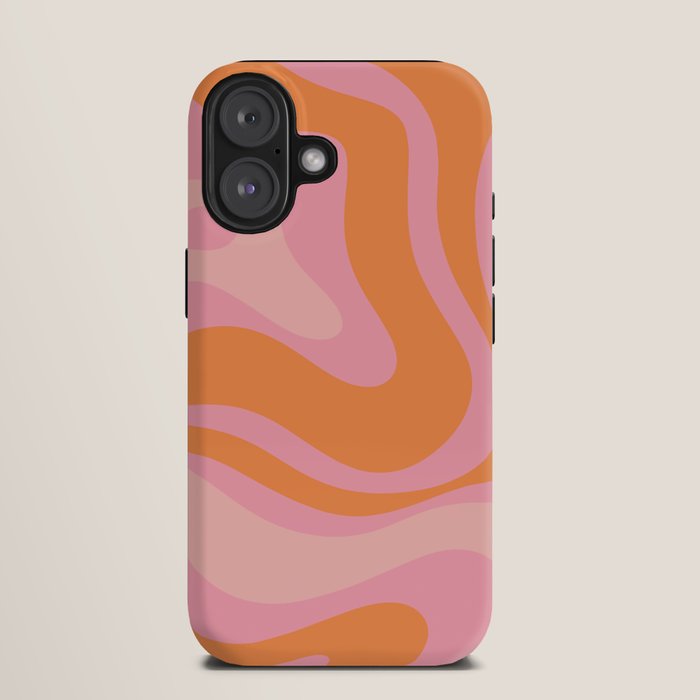 Modern Liquid Swirl Abstract Pattern Square in Retro Pink and Orange iPhone Case Gallery Image 9