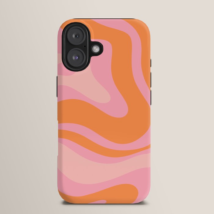 Modern Liquid Swirl Abstract Pattern Square in Retro Pink and Orange iPhone Case Gallery Image 13