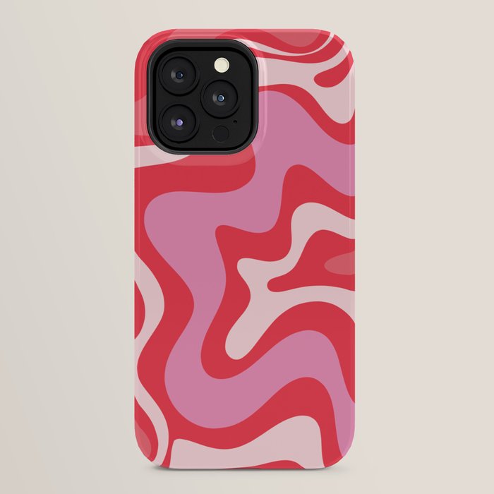 Retro Liquid Swirl Abstract Pattern Cherry Red Pink iPhone Case Gallery Image 24