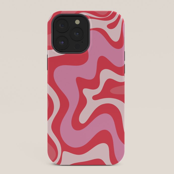 Retro Liquid Swirl Abstract Pattern Cherry Red Pink iPhone Case Gallery Image 36