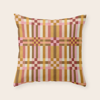 Woven Checks and Stripes - Harvest Gold Throw Pillow Gallery Image 4