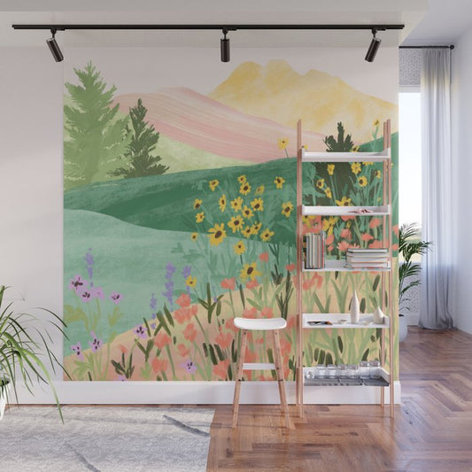 Flower Meadow Wall Mural Gallery Image 1