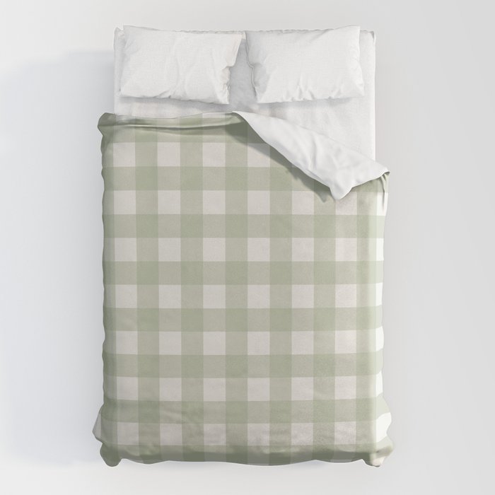 Sage Green Gingham Check Pattern Duvet Cover Gallery Image 6