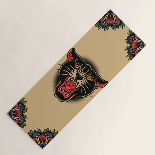 Traditional Tattoo Panther Yoga Mat Gallery Image 1