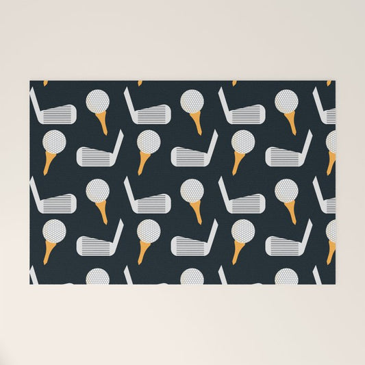 Golf Pattern (Black) Welcome Mat Gallery Image 1
