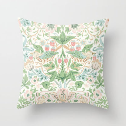 William Morris Strawberry Thief Cochineal Willow Throw Pillow Gallery Image 2