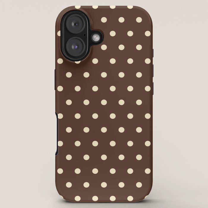 Vintage polka dots baroque brown & cream iPhone Case Gallery Image 5