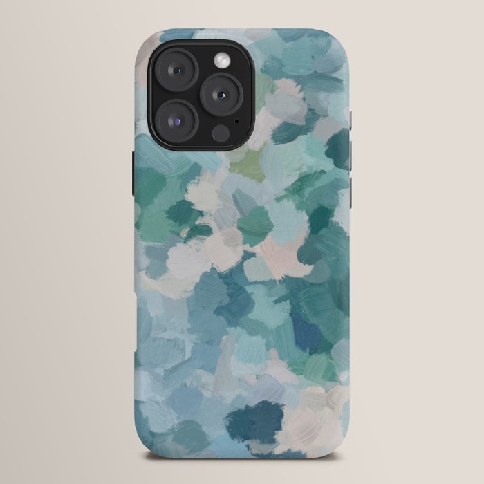Flowers in the Wind II - Mint Green Sky Blue Teal Blush Pink Abstract Nature Nature Painting Art iPhone Case Gallery Image 16