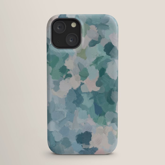 Flowers in the Wind II - Mint Green Sky Blue Teal Blush Pink Abstract Nature Nature Painting Art iPhone Case Gallery Image 17