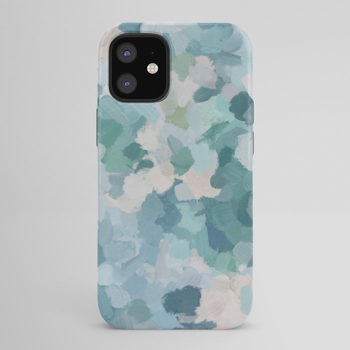 Flowers in the Wind II - Mint Green Sky Blue Teal Blush Pink Abstract Nature Nature Painting Art iPhone Case Gallery Image 42