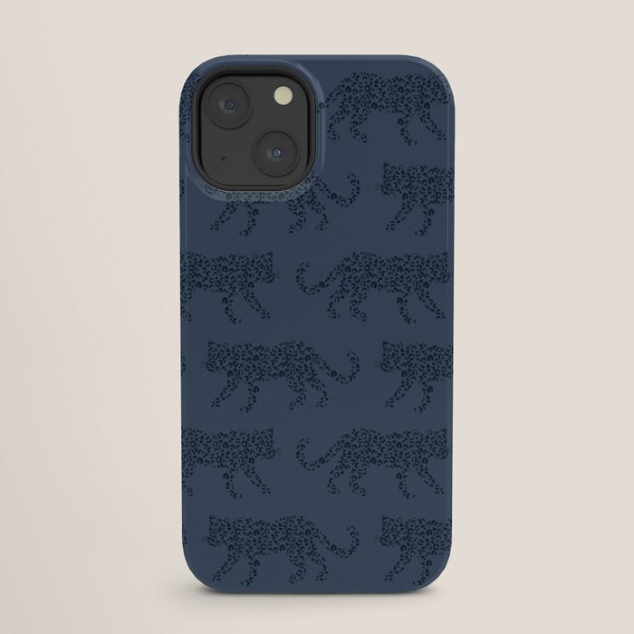 Leopard Parade - Dark Navy on Denim Blue iPhone Case Gallery Image 25