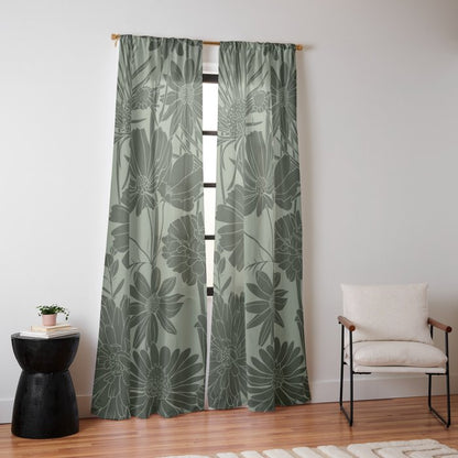 Floral Prints, Dark Green, Colour Prints Window Curtain Gallery Image 14