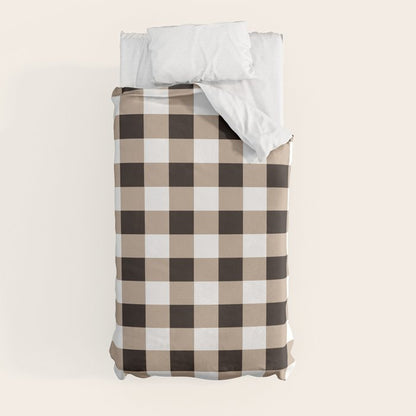 Gingham Large Tan Black White Duvet Cover Gallery Image 9