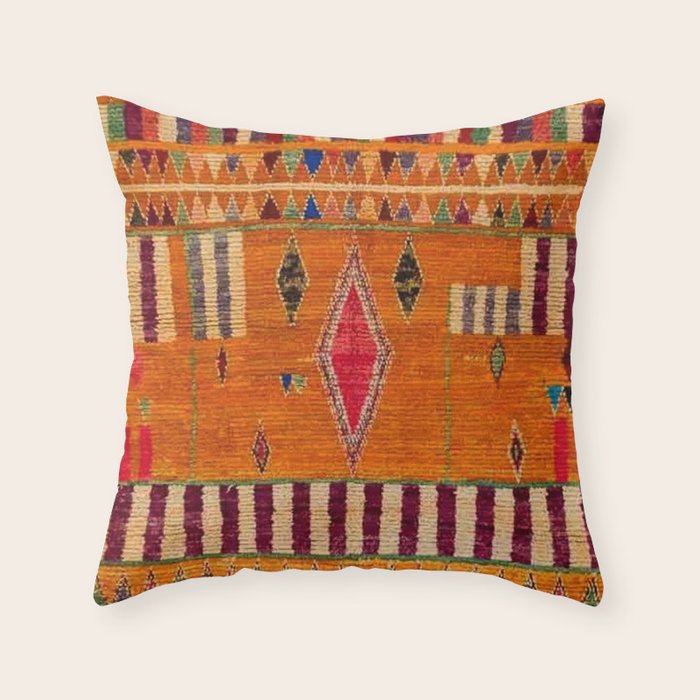 Orange Traditional Moroccan Design Throw Pillow Gallery Image 3