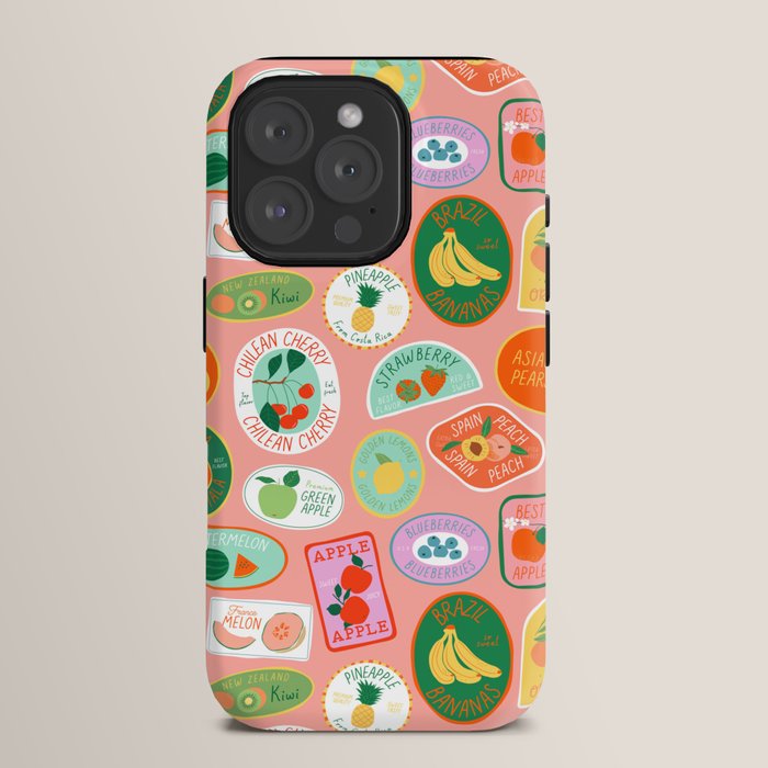 Vintage fruit sticker label cartoon pattern iPhone Case Gallery Image 15