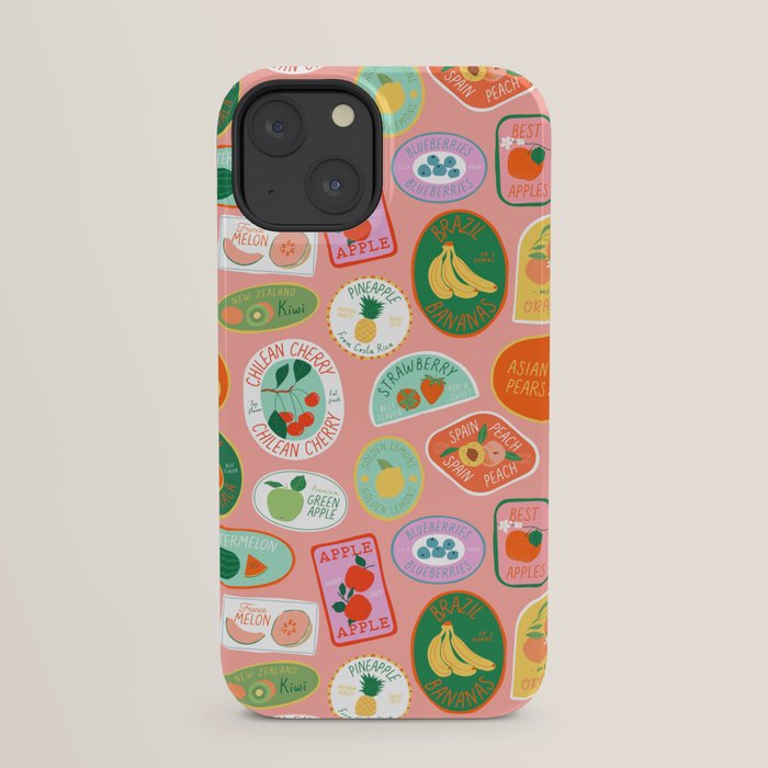 Vintage fruit sticker label cartoon pattern iPhone Case Gallery Image 21