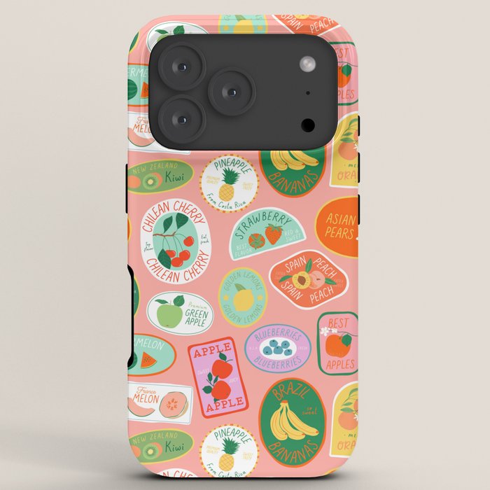 Vintage fruit sticker label cartoon pattern iPhone Case Gallery Image 7