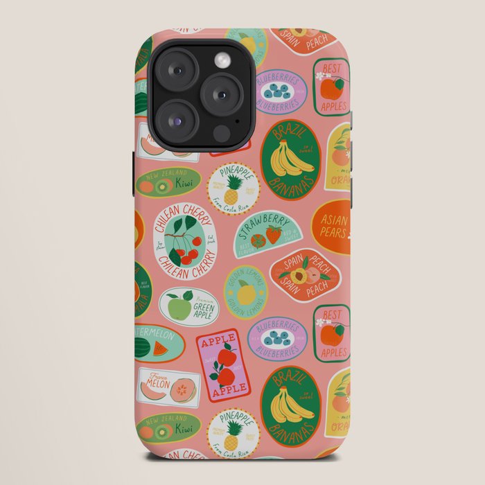 Vintage fruit sticker label cartoon pattern iPhone Case Gallery Image 12