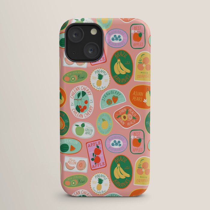 Vintage fruit sticker label cartoon pattern iPhone Case Gallery Image 17