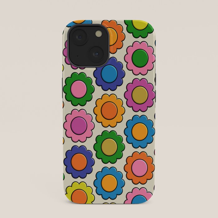 Colorful Flowers Happy Retro Plastic-Look Pattern iPhone Case Gallery Image 33