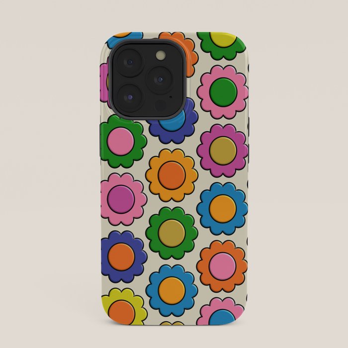 Colorful Flowers Happy Retro Plastic-Look Pattern iPhone Case Gallery Image 35