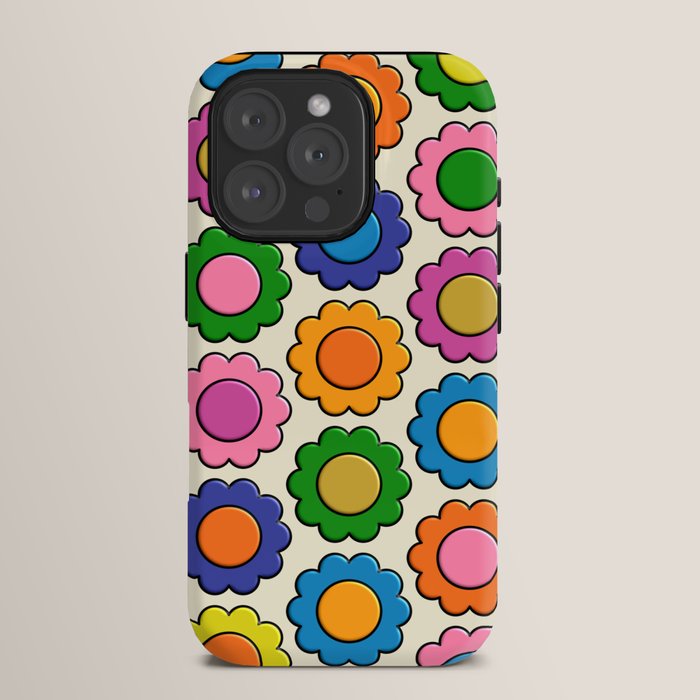 Colorful Flowers Happy Retro Plastic-Look Pattern iPhone Case Gallery Image 15