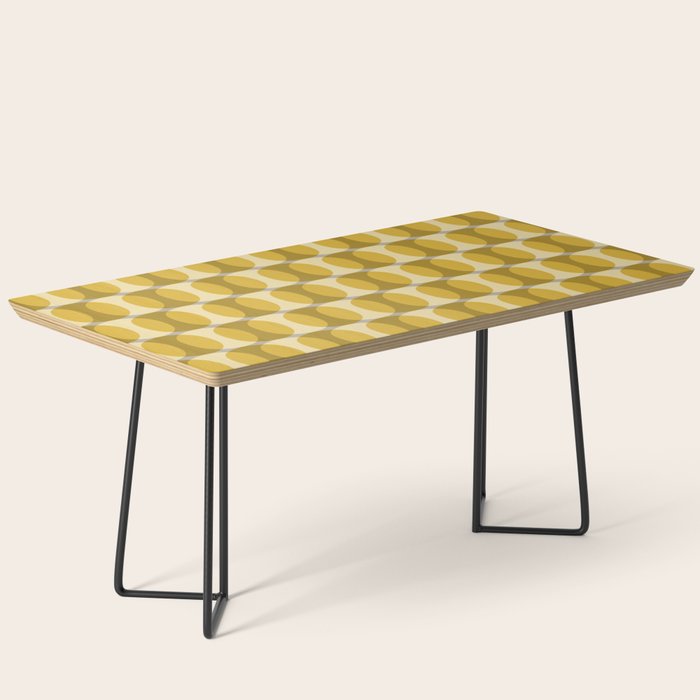 Mid Century Modern Abstract Geometric Spheramod Dot Pattern in Mustard and Gray Coffee Table Gallery Image 1