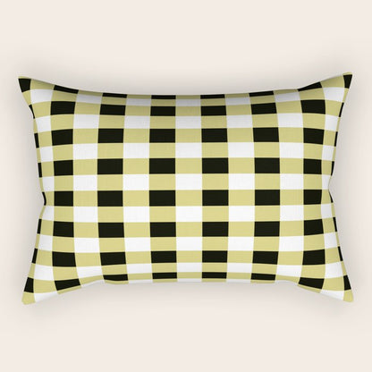 Gingham Large Yellow Black White Rectangular Pillow Gallery Image 1