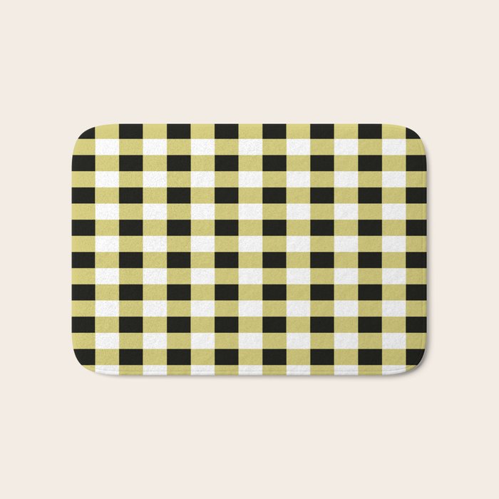 Gingham Large Yellow Black White Bath Mat Gallery Image 1