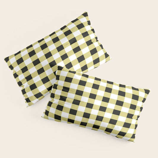 Gingham Large Yellow Black White Pillow Sham Gallery Image 2