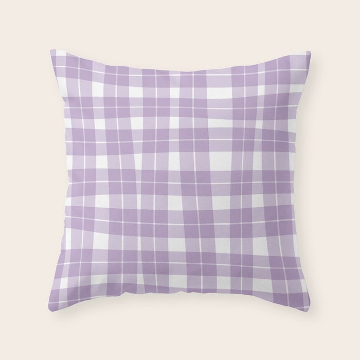 Wavy Plaid Lilac White Throw Pillow Gallery Image 2
