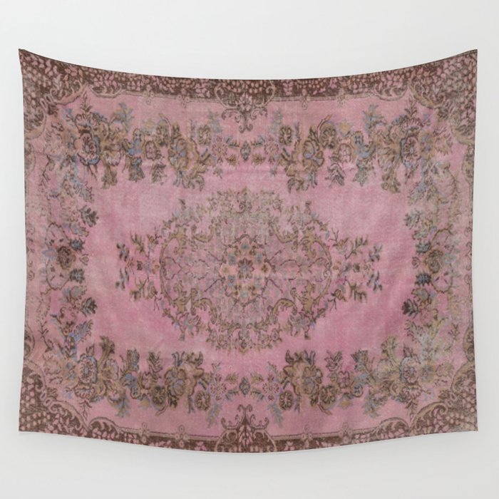 pink oriental vintage carpet Wall Tapestry Gallery Image 2