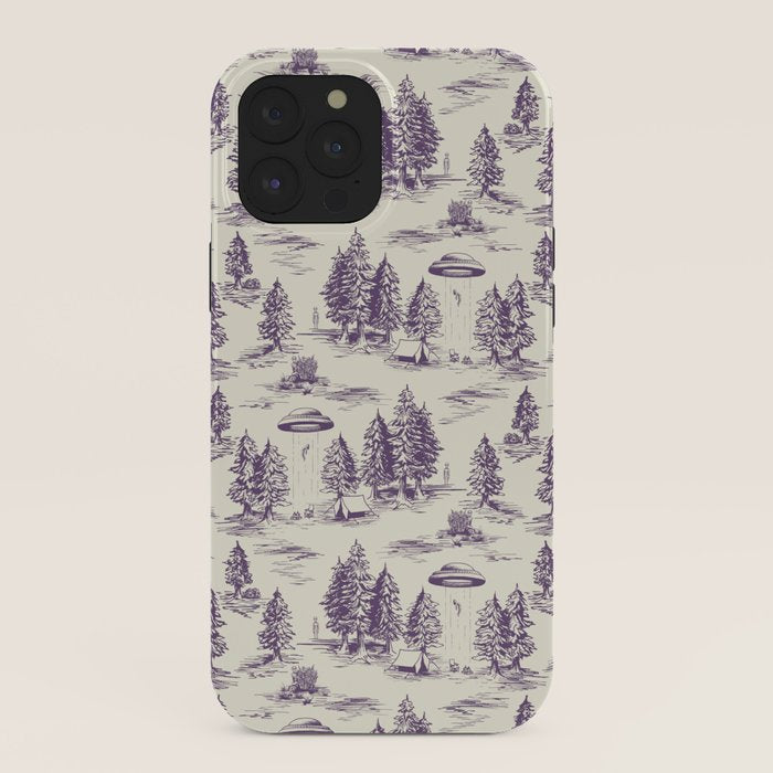 Purple Alien Abduction Toile De Jouy Pattern iPhone Case Gallery Image 40