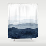 Indigo Abstract Watercolor Mountains Shower Curtain Gallery Image 1